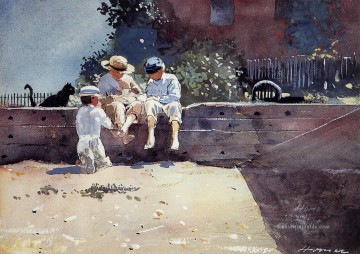  realismus - Jungen und Kätzchen Realismus Maler Winslow Homer